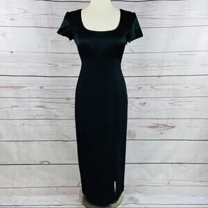 Liz Claiborne Night long black dress with front slit vintage size 6